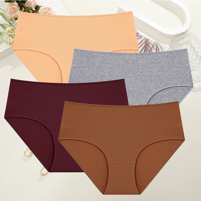 Women's High-Waist Cotton Briefs – 4-Pack Seamless