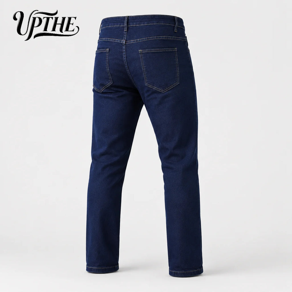 Men's Slim Straight-Leg Jeans – Dark Blue Stretch Denim