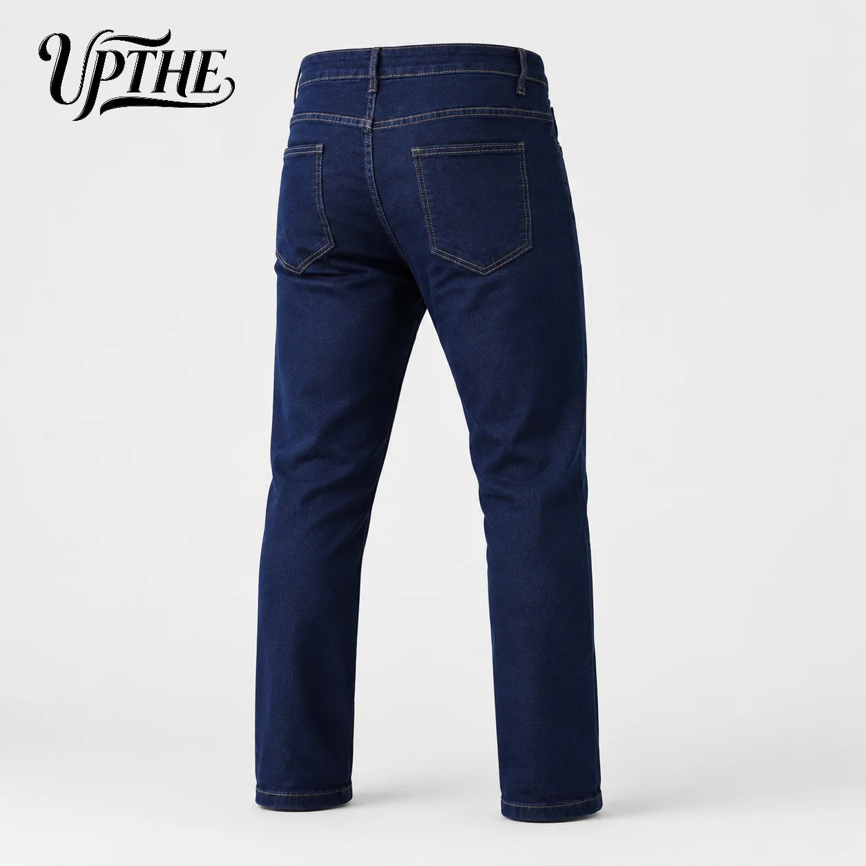 Men's Slim Straight-Leg Jeans – Dark Blue Stretch Denim