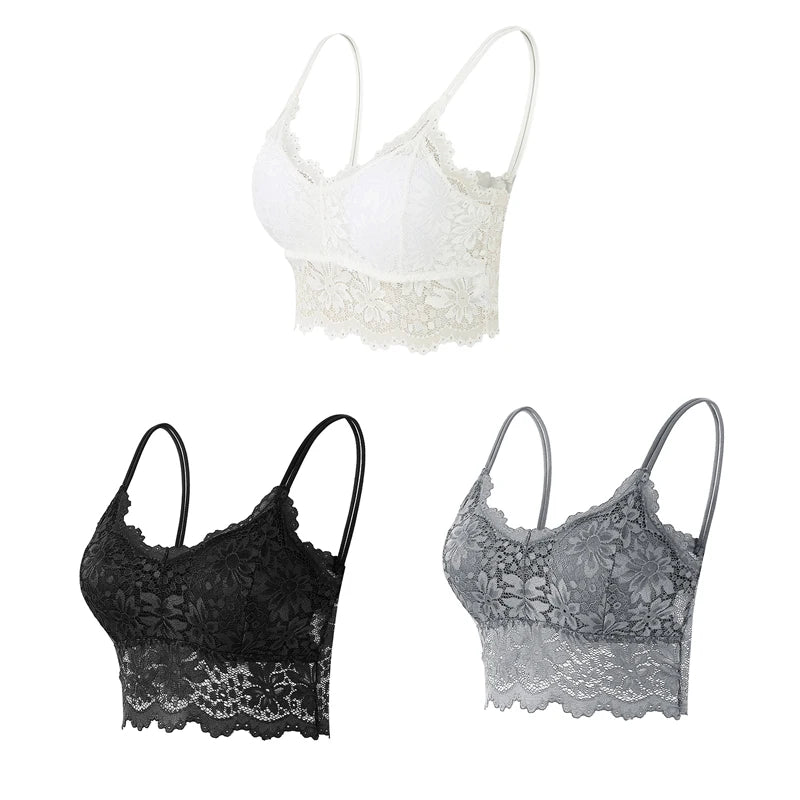 Women's Lace Bralette – 3-Pack Wireless Seamless