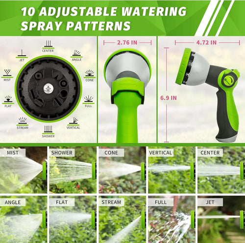 Garden hose nozzle spray patterns