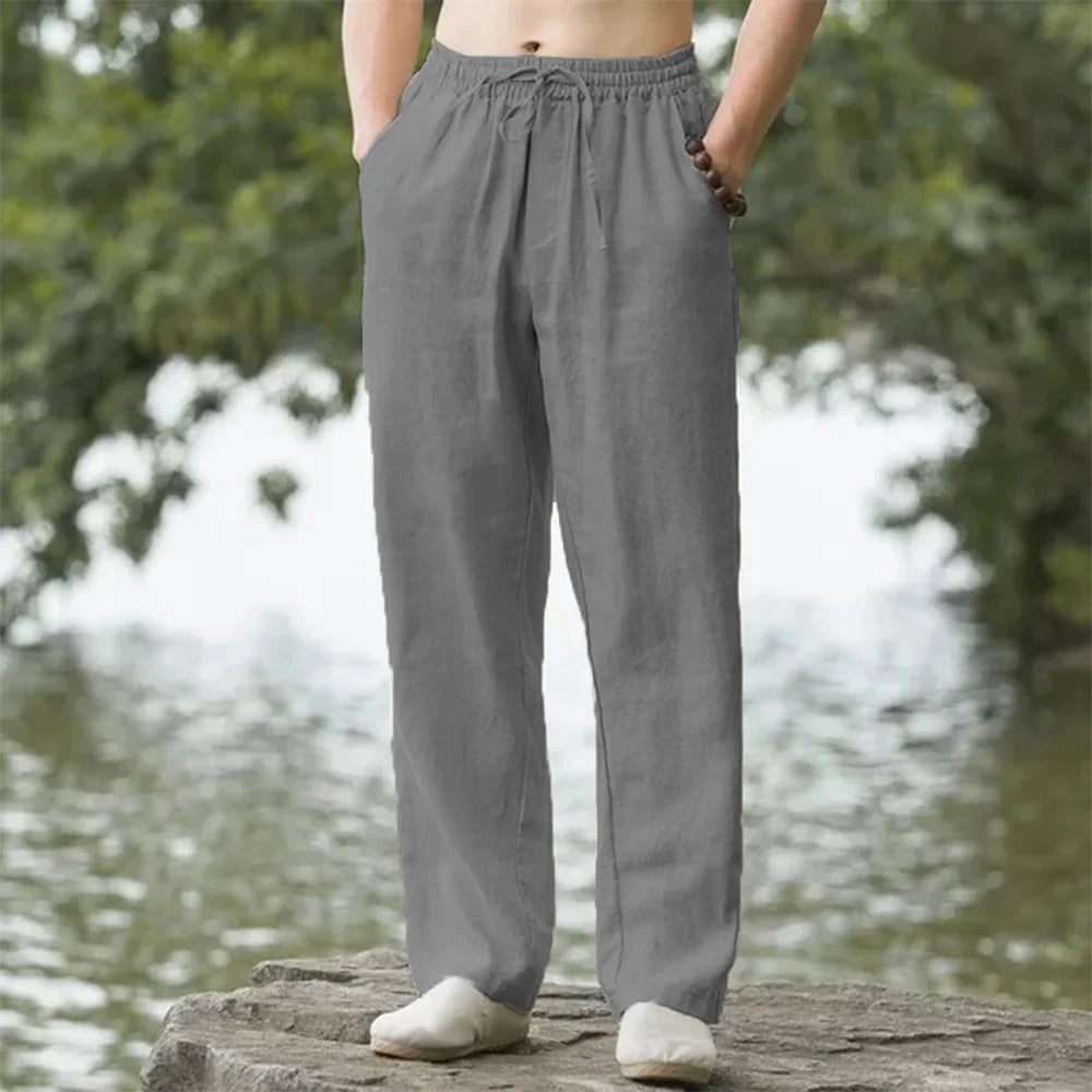 Cotton-linen pants grey