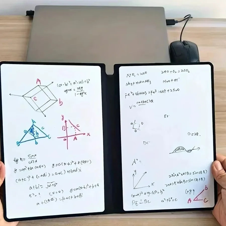 Erasable notebook page being wiped clean