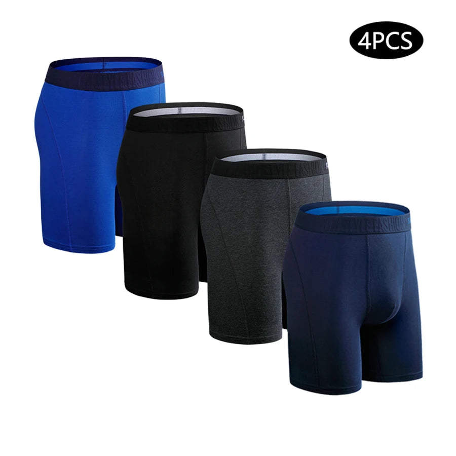 Men's Long-Leg Boxer Briefs – 4-Pack (Plus Sizes)