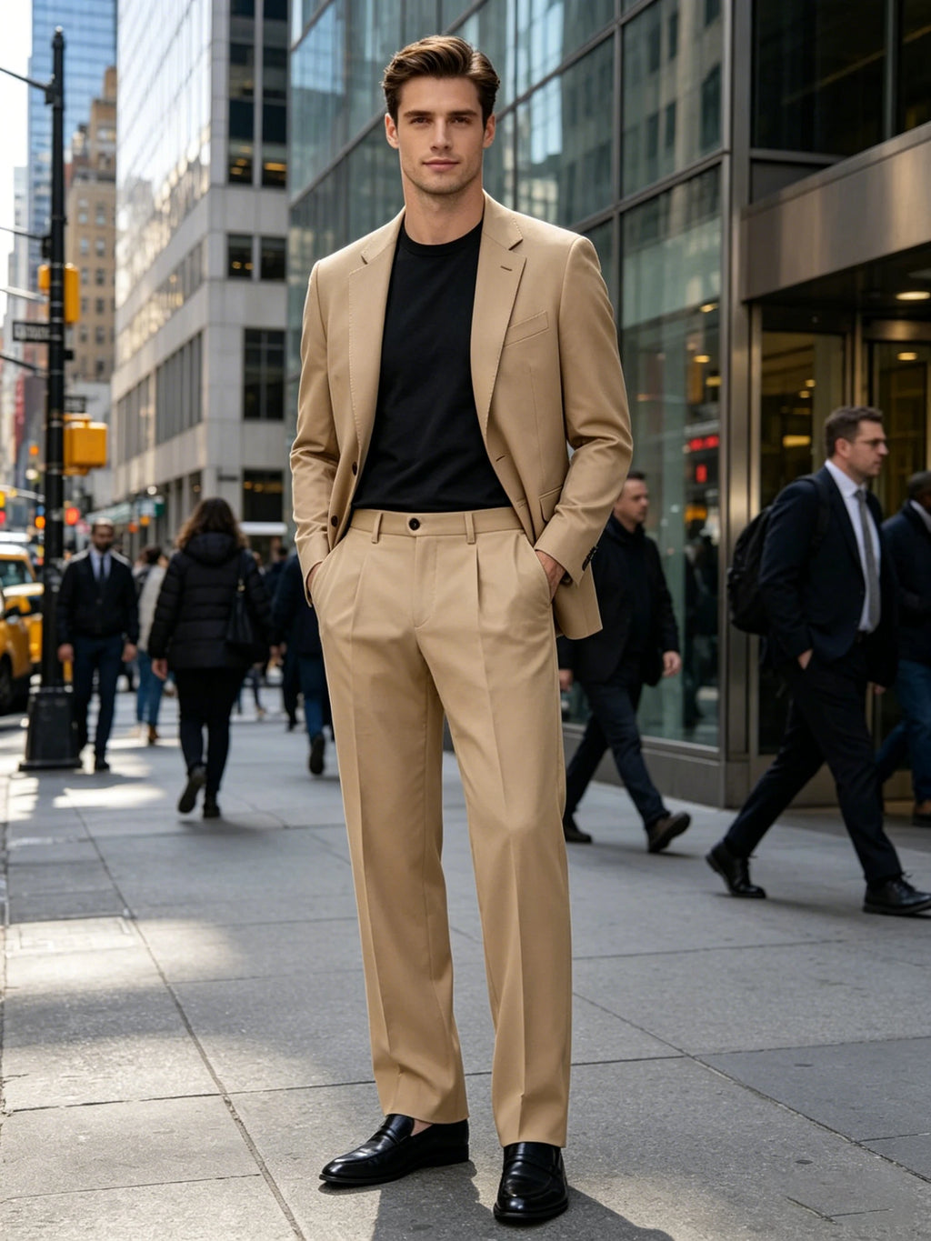Wide-Leg Pleated Trousers