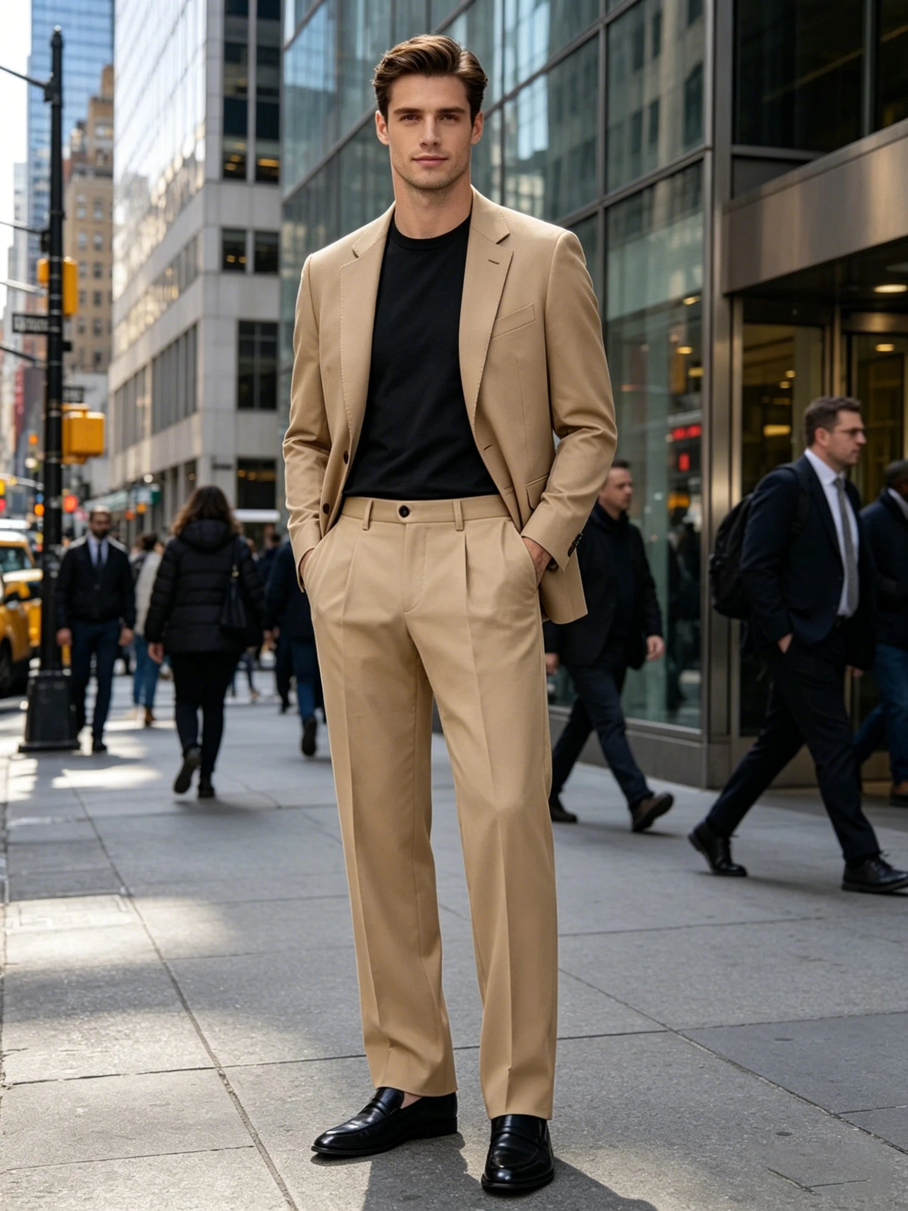 Wide-Leg Pleated Trousers