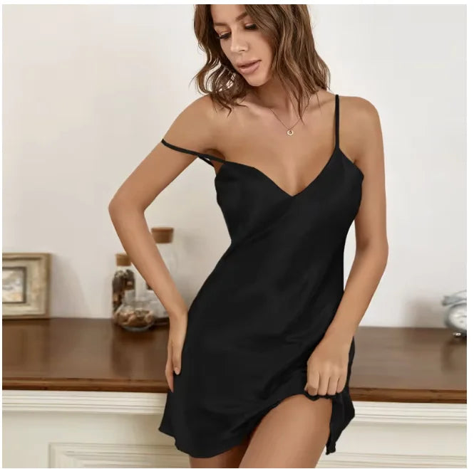 Women's Satin Chemise Nightgown – Silky Strap Sleepwear
