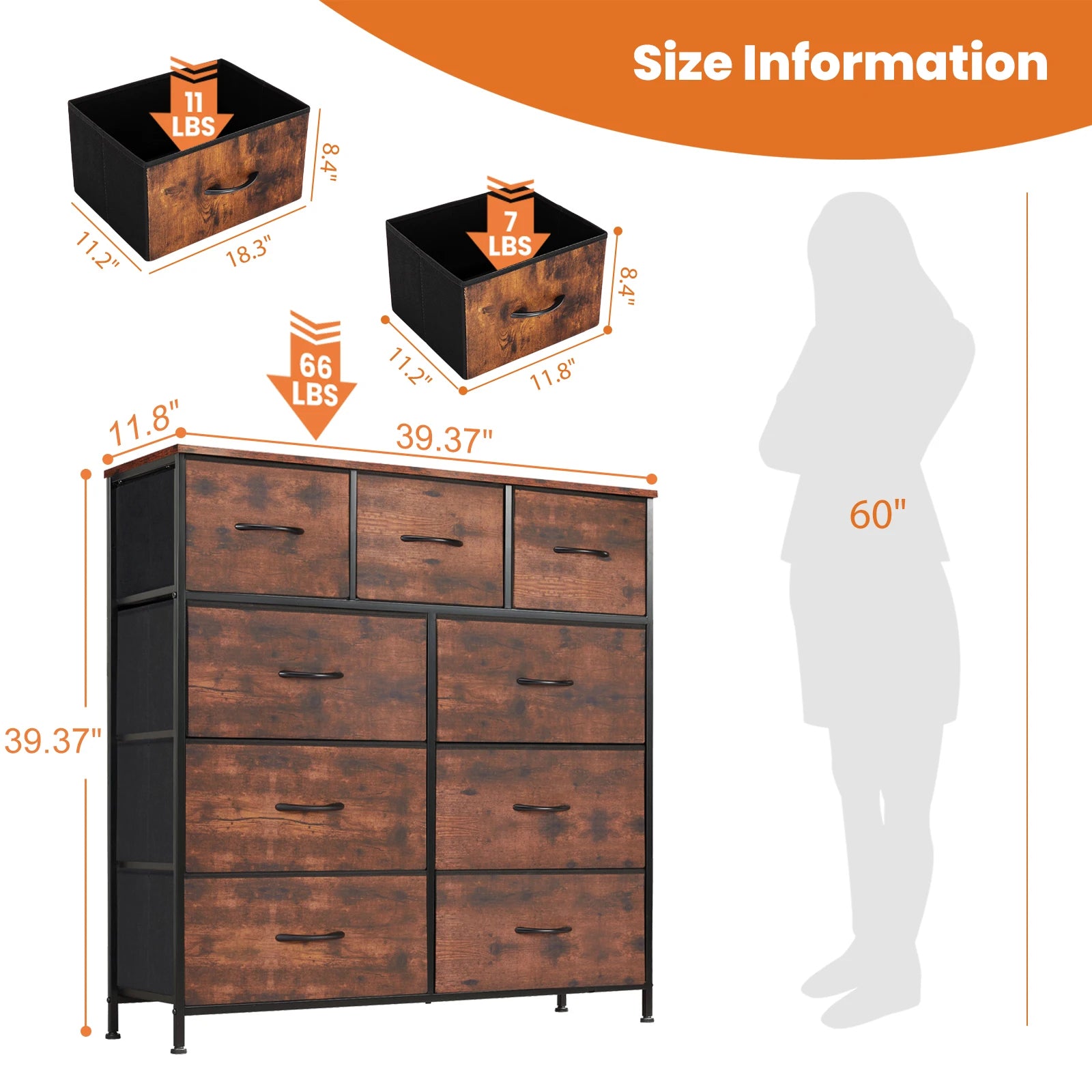 9-Drawer Fabric Dresser – Bedroom Storage Chest
