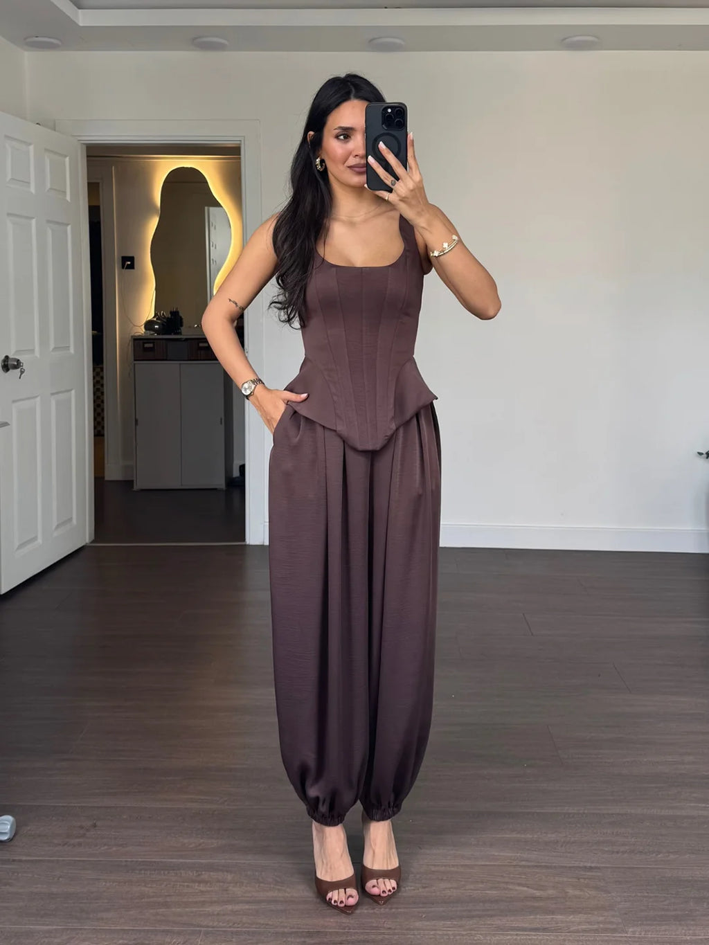 Satin Corset & Trouser Set