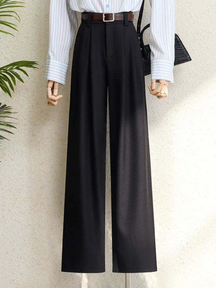 High-Waist Wide-Leg Tailored Trousers