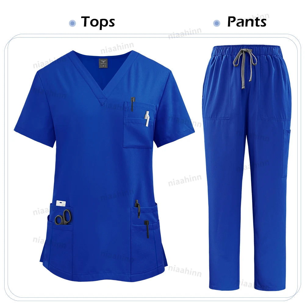 Women's Nursing Scrubs – Tops & Pants Uniform Set
