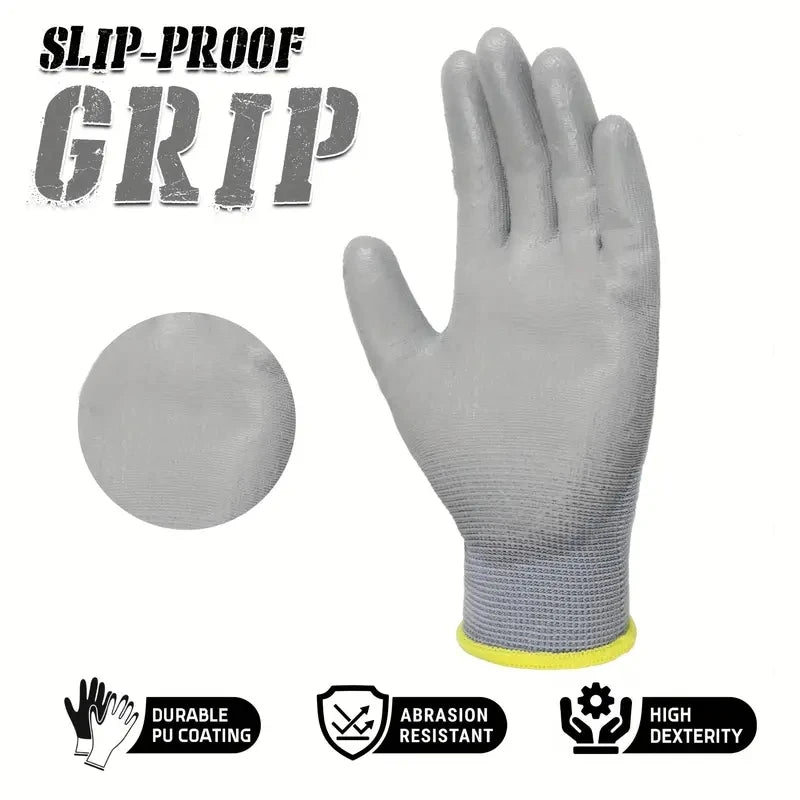 PU-Coated Work Gloves – Anti-Slip Seamless Knit