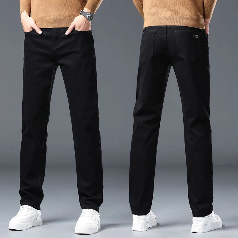 Men's Slim Straight Jeans – Charcoal Grey Stretch Denim