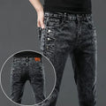 Men's Acid-Wash Slim Jeans – Snow-Wash Black Stretch Denim