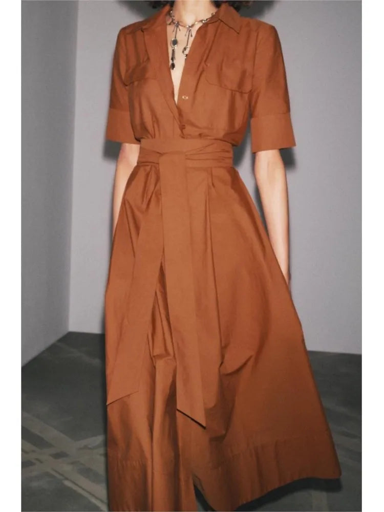 Belted Poplin Shirt Dress