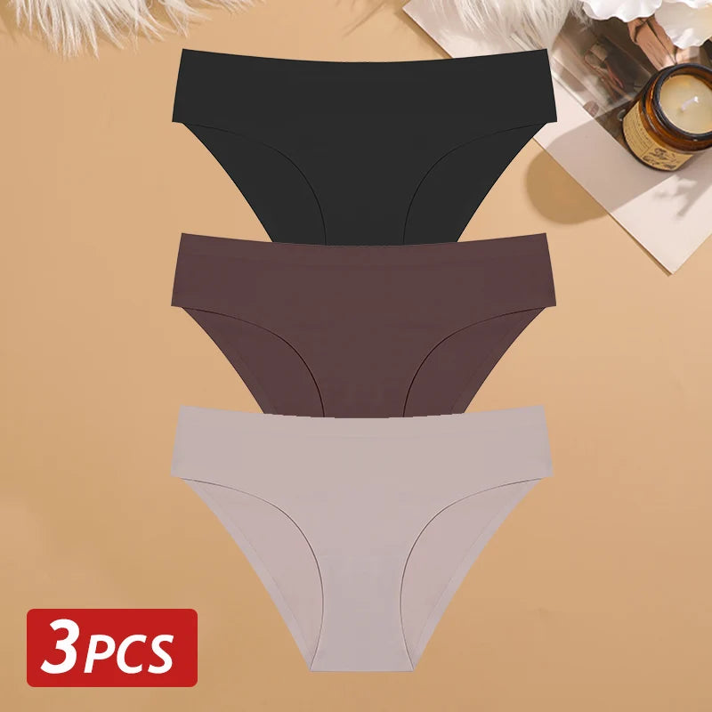Women's Seamless Ice-Silk Briefs – 3-Pack Low-Rise