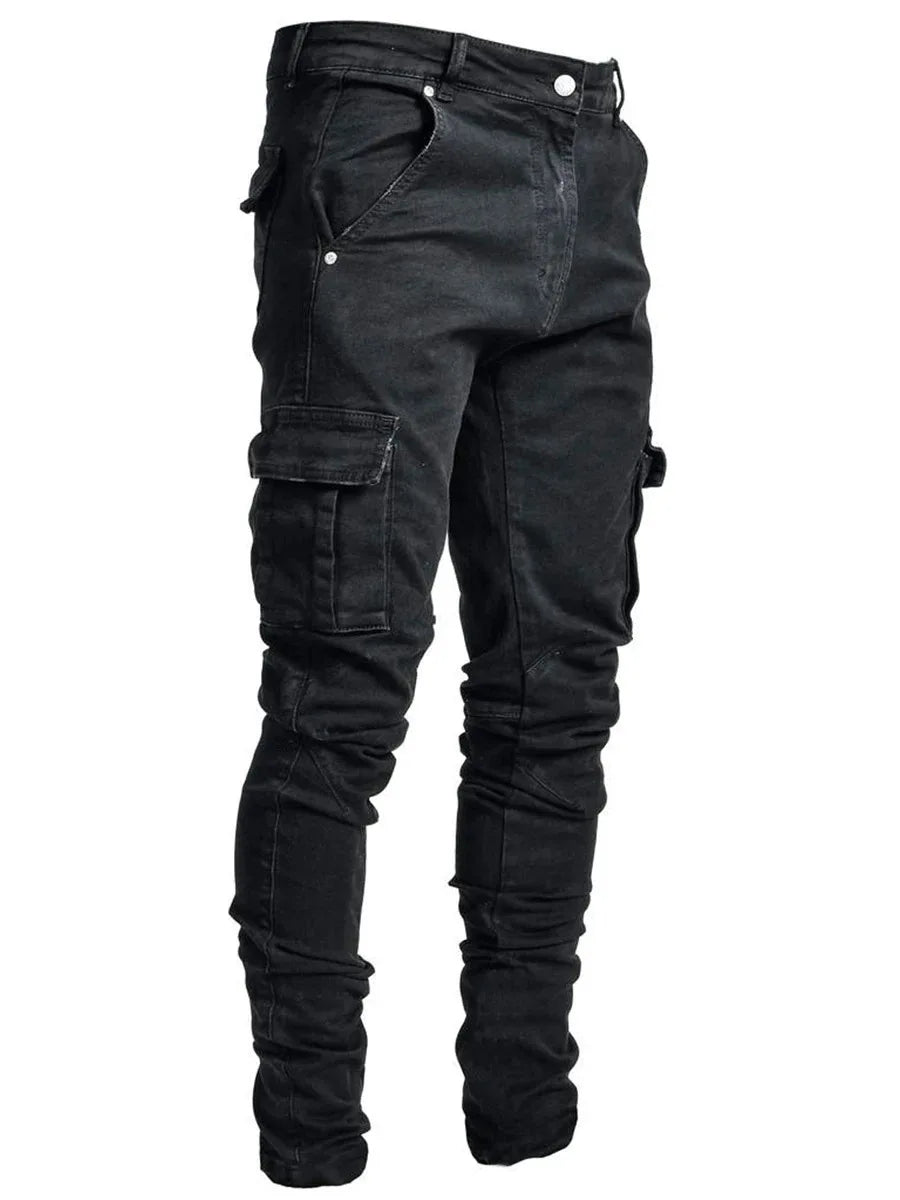 Men's Cargo Jeans – Multi-Pocket Denim, Plus Size
