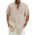 Cotton-linen short-sleeve shirt