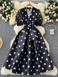 Polka-Dot Wrap Midi Dress