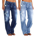 Distressed Straight-Leg Jeans