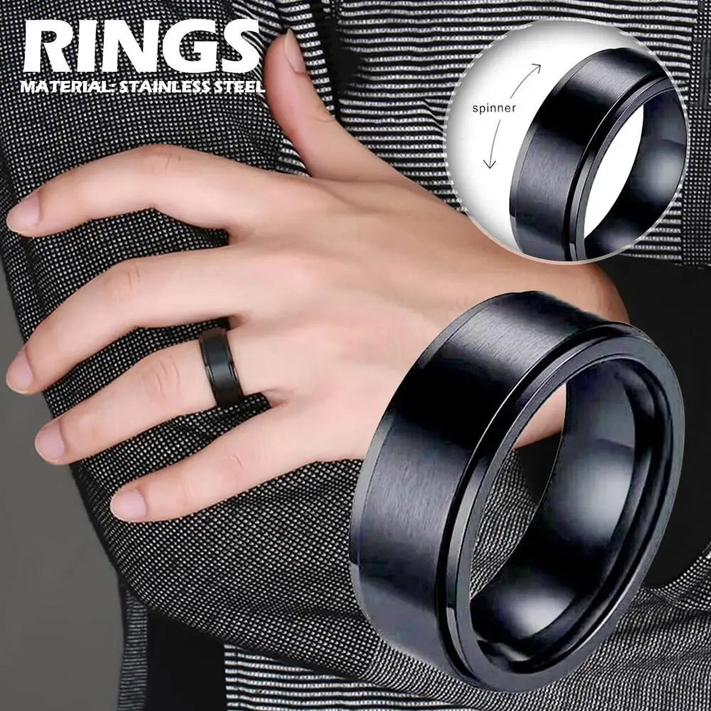 Stainless steel fidget spinner ring