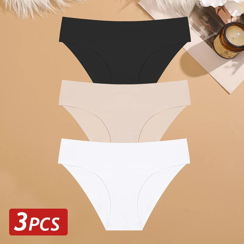 Women's Seamless Ice-Silk Briefs – 3-Pack Low-Rise
