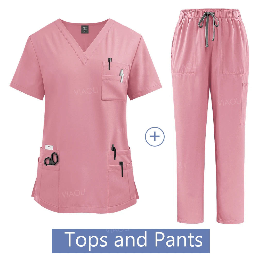 Women's Scrubs Set – Nursing Uniform Top & Pants