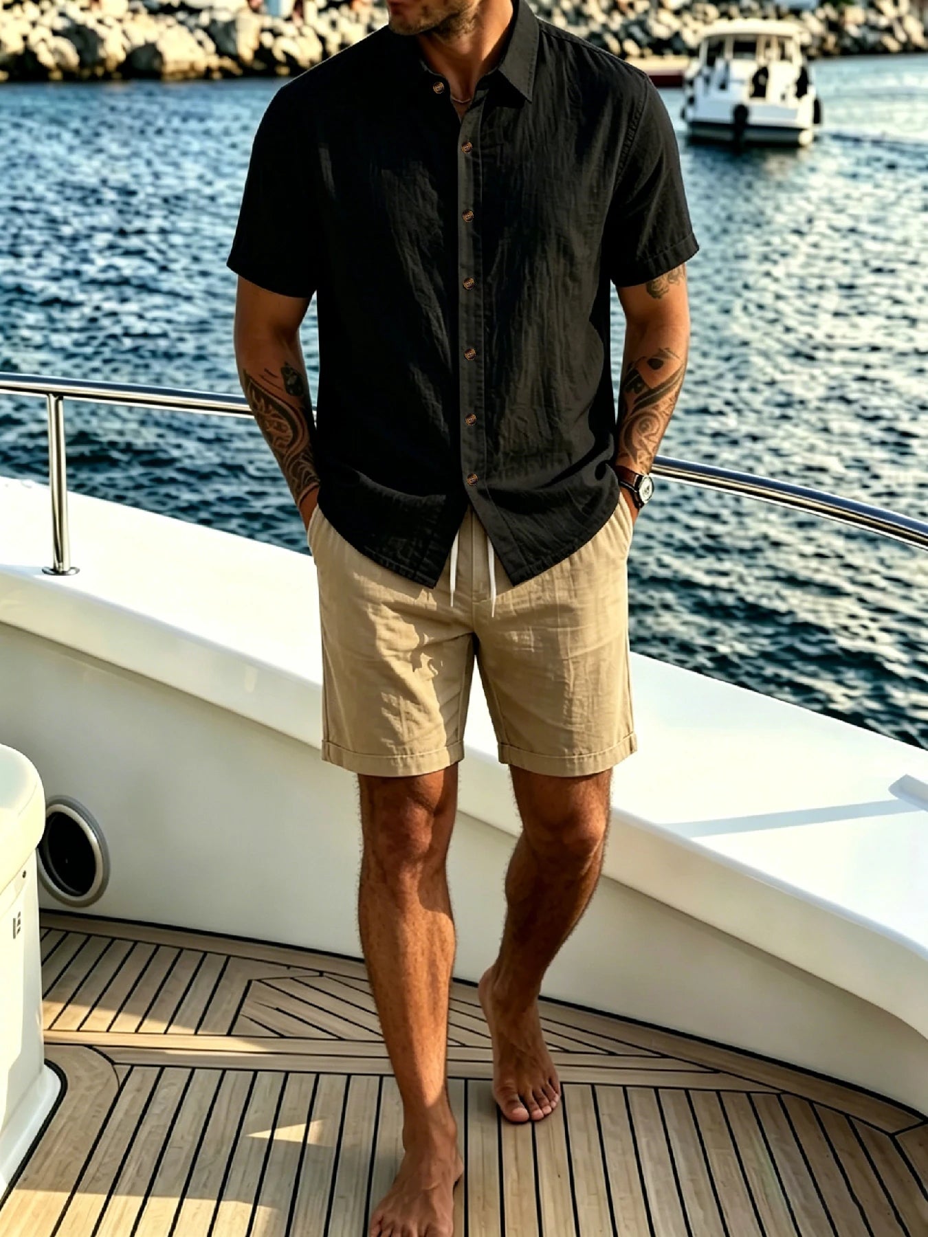 Linen-Blend Shirt & Shorts Vacation Set (2-Piece)