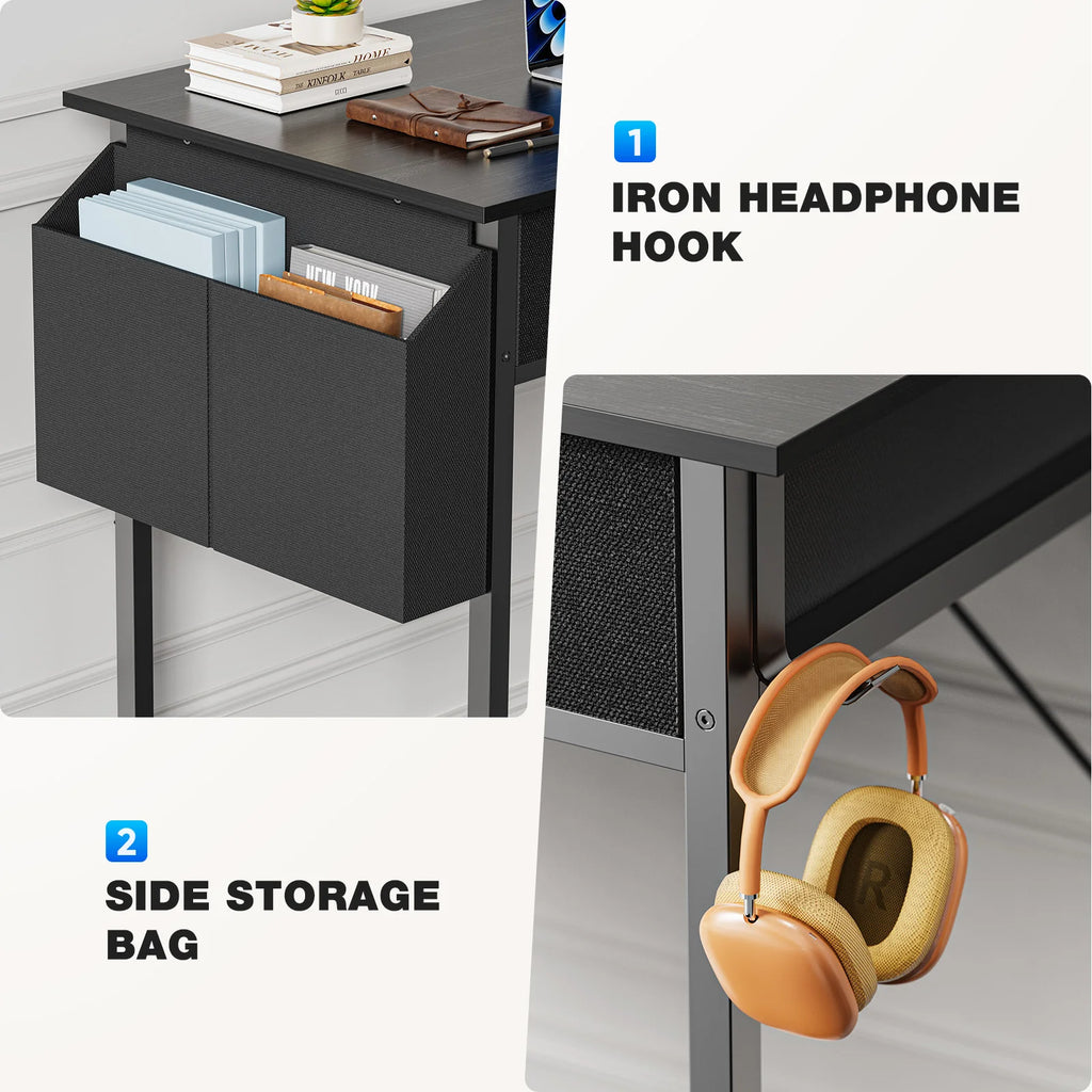 32-Inch Office Computer Desk – Storage Drawers & Metal Frame