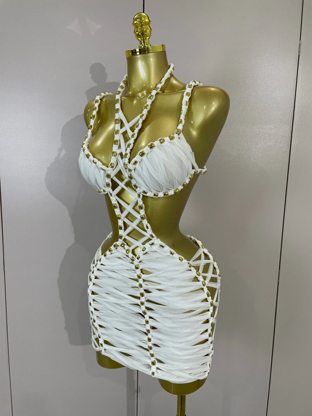 Cut-Out Crochet Mini Dress