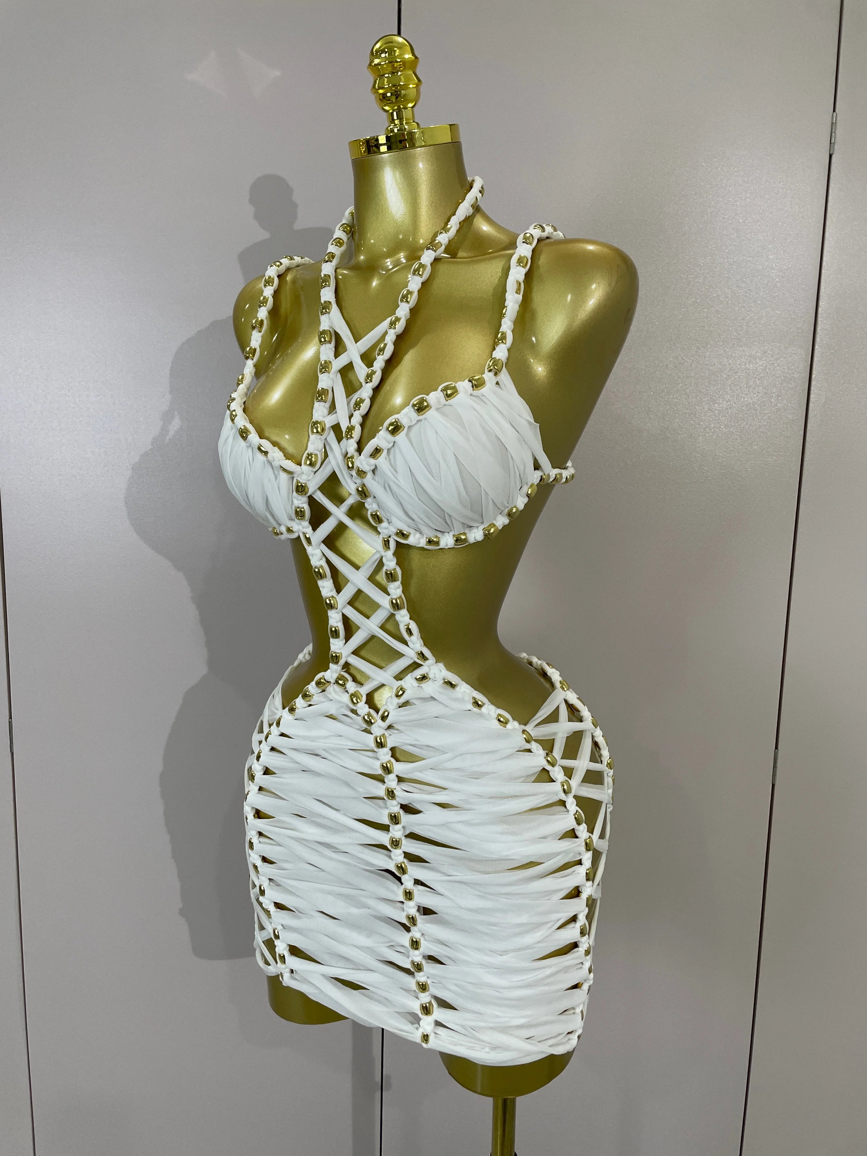 Cut-Out Crochet Mini Dress