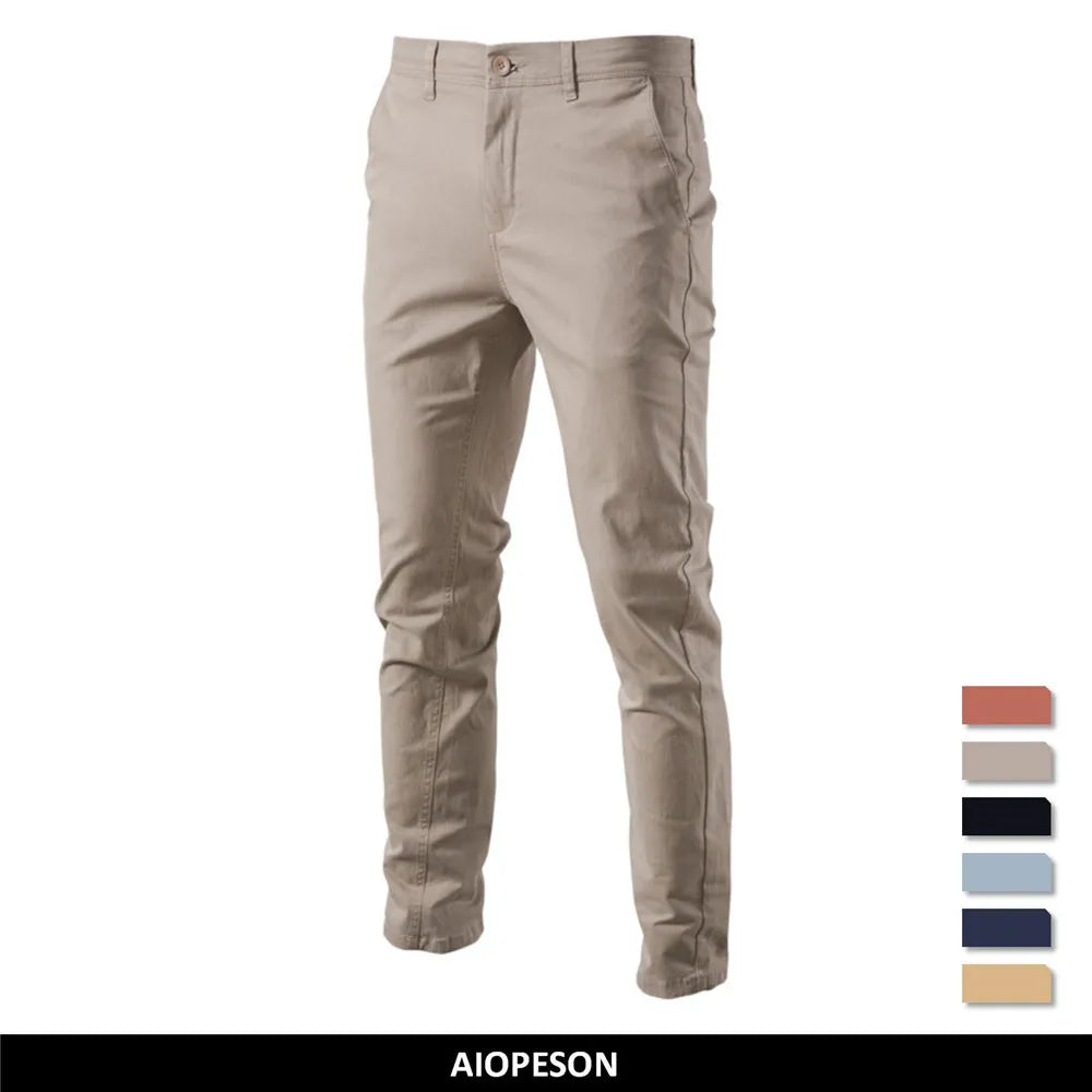 Men's Slim-Fit Trousers – Casual Cotton Pants