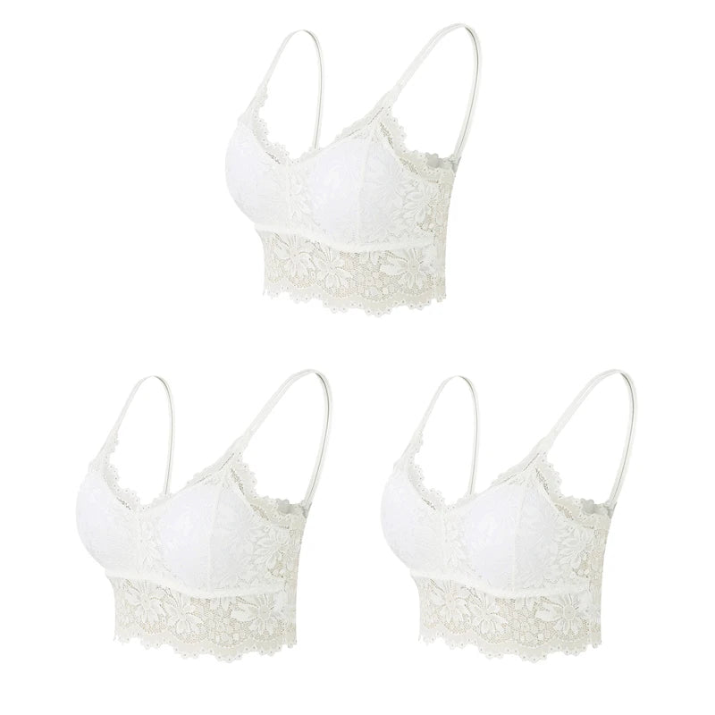 Women's Lace Bralette – 3-Pack Wireless Seamless
