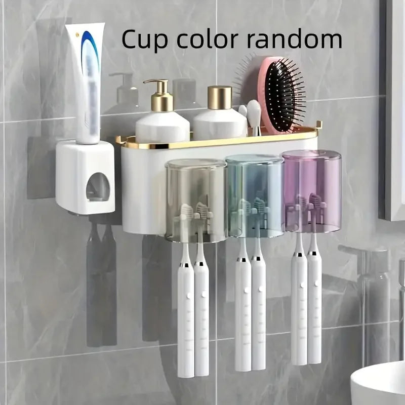 Wall Toothbrush Holder & Toothpaste Dispenser