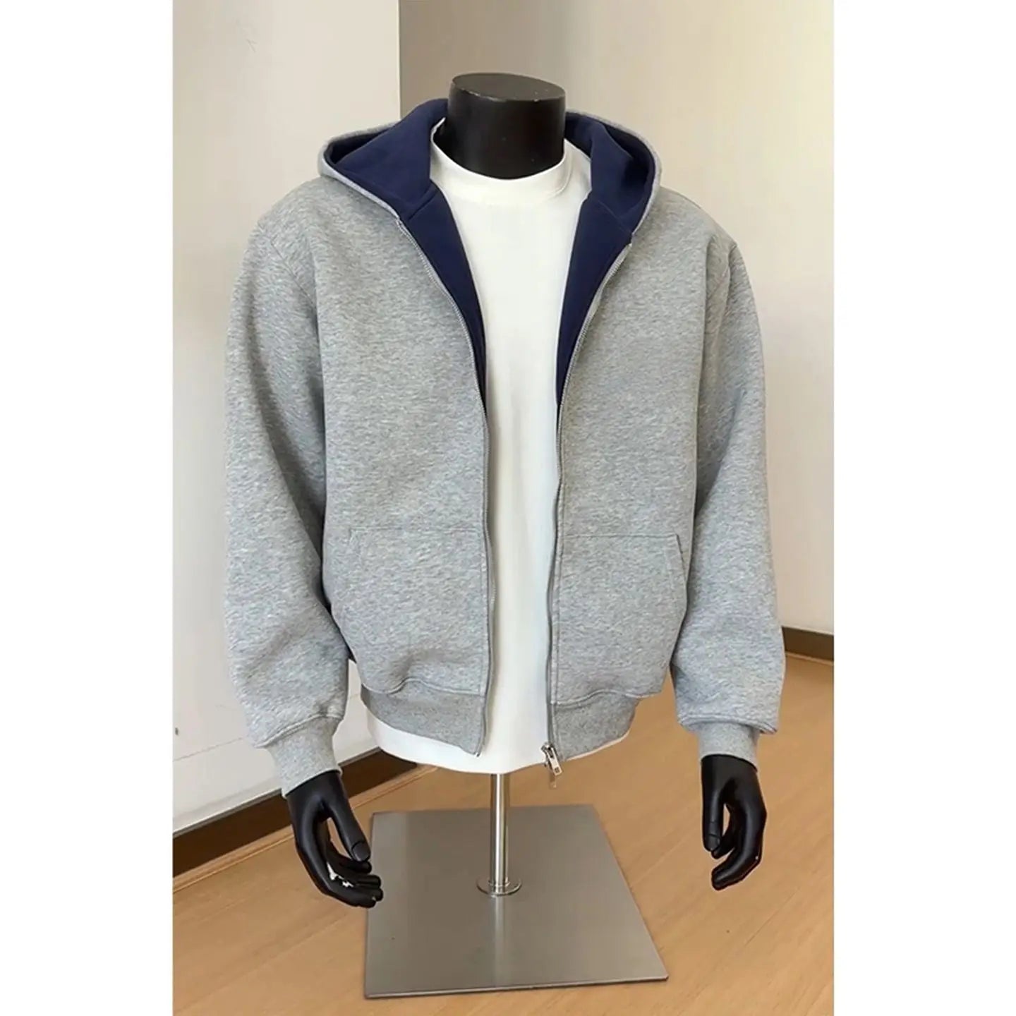 Contrast Colorblock Zip-Up Hoodie