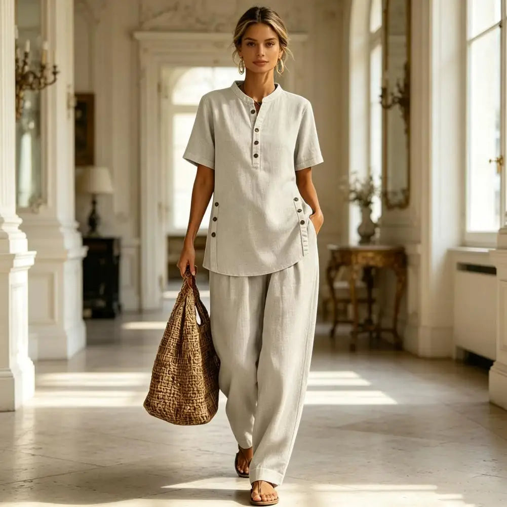 Linen Shirt & Shorts Set