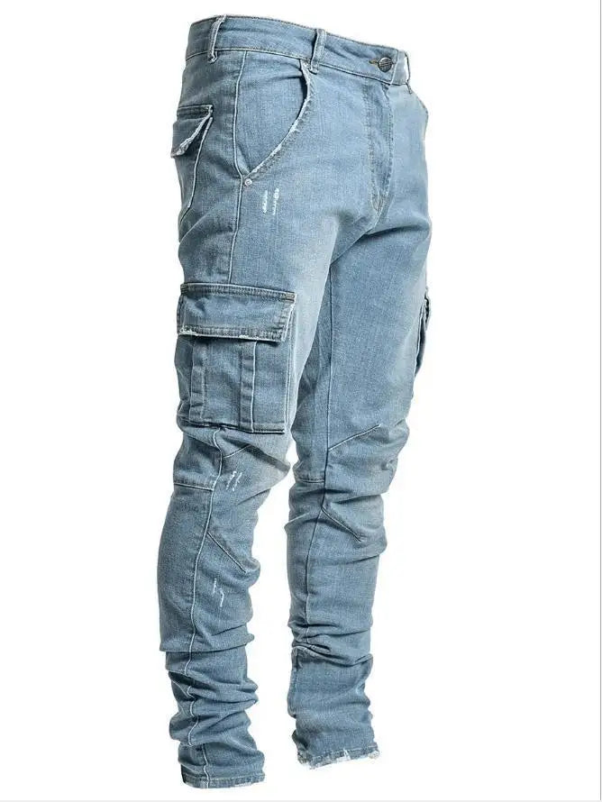 Men's Cargo Jeans – Multi-Pocket Denim, Plus Size
