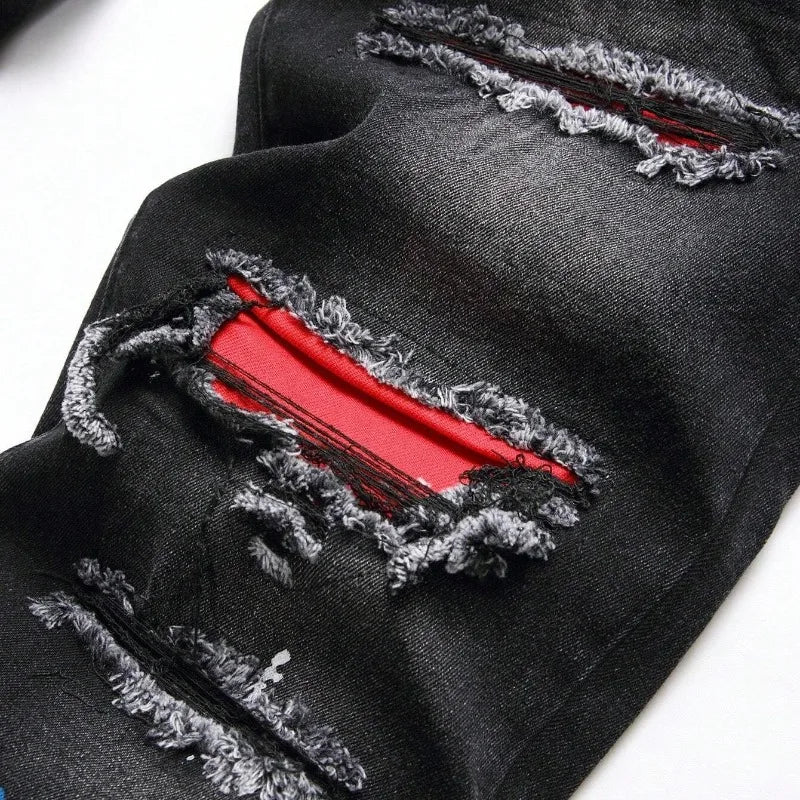 Men's Ripped Stretch Jeans – Slim Fit Denim