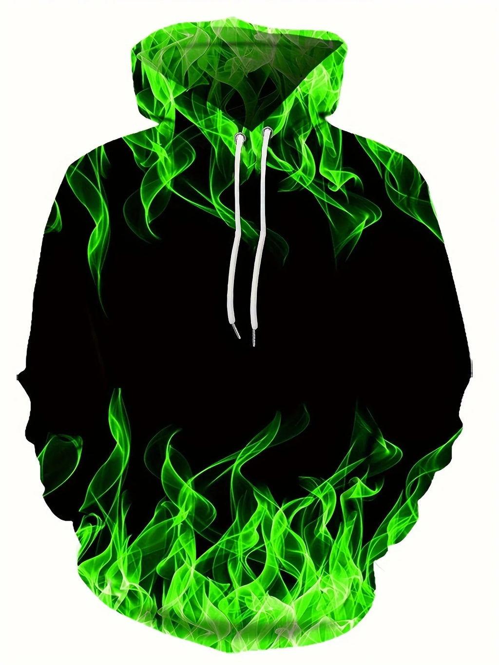 Men's Flame Print Hoodie – Oversized Streetwear Pullover