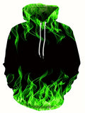 Men's Flame Print Hoodie – Oversized Streetwear Pullover