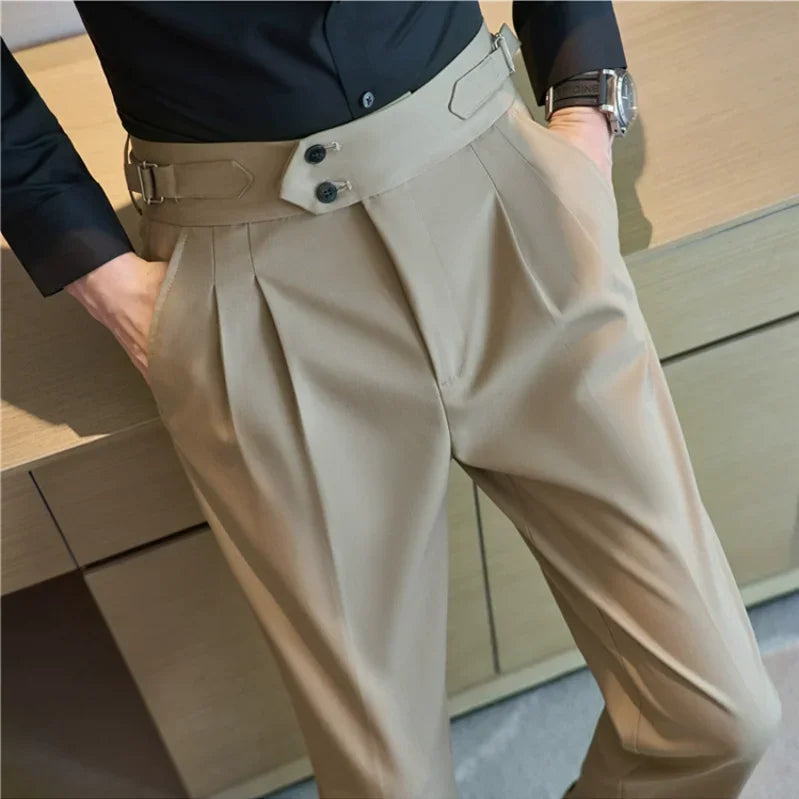 Men's Slim-Fit Dress Trousers – Formal Business Pants